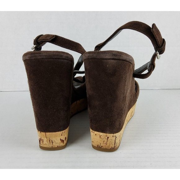 Prada Women's Platform Suede Leather Wedge Heels Sandals Shoes Size 39 - Picture 4 of 7